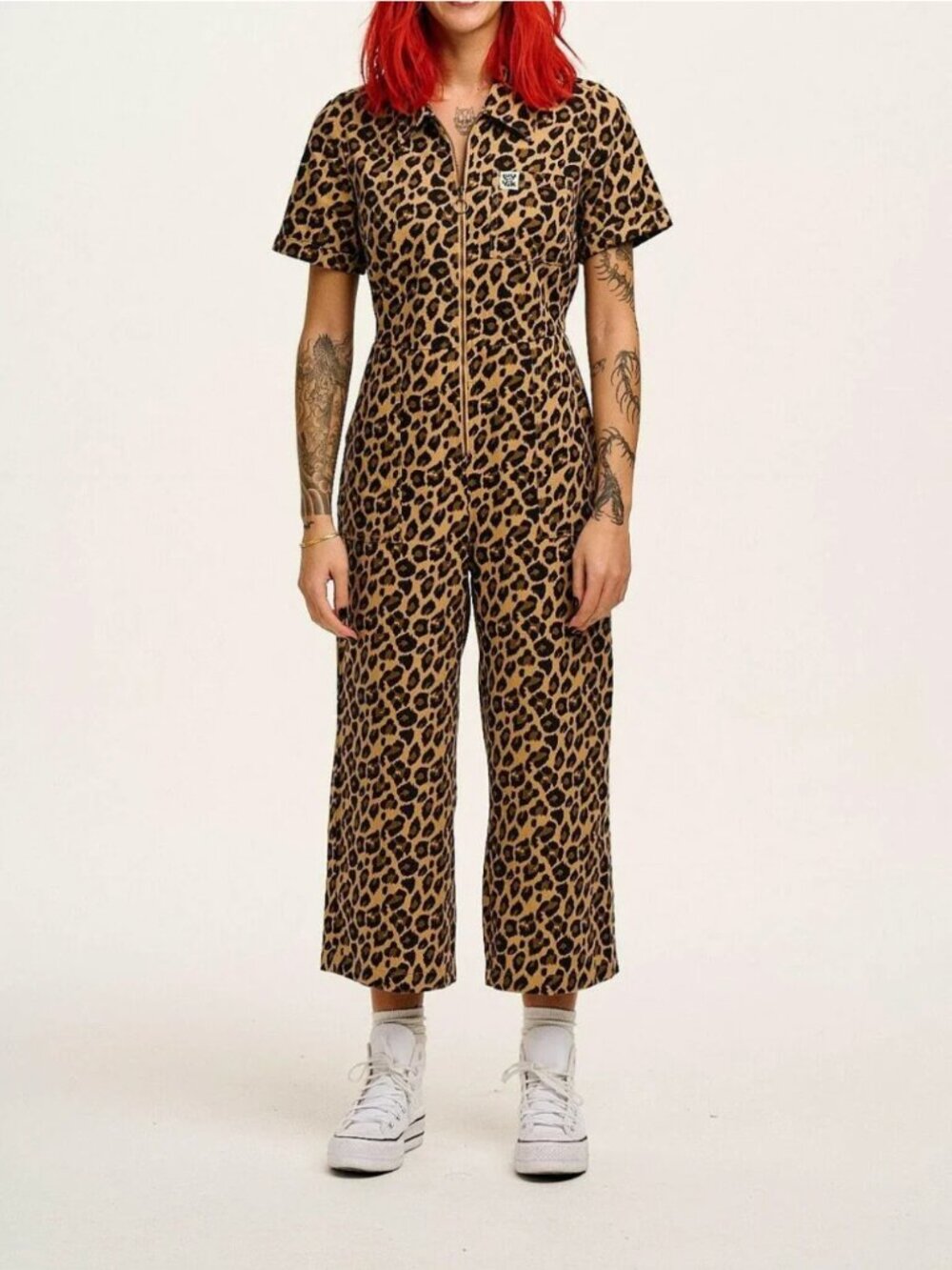 Lucy & Yak Ragan Cotton Jumpsuit in Leopard Print US 6 UK 10